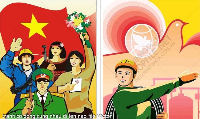 tranh co dong cung nhau di len nao file vector